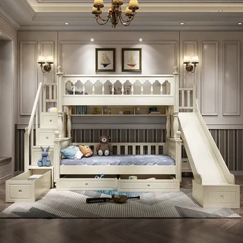 Mobiliário infantil Menino sólidos de Madeira de Alta e baixa cama cama de casal Mãe cama