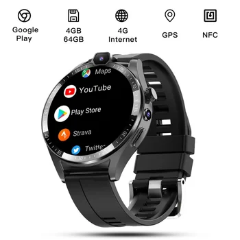 Tela de toque de Rede de 4G De 1,43 Polegadas NFC, GPS, Tela HD Câmera Dupla do Cartão SIM Impermeável Inteligente Watche