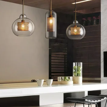 bola de vidro industrial de vidro lustre de teto modernas, mini bar design led lâmpada luz da cozinha de luxo designer