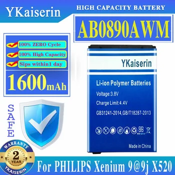 YKaiserin Bateria AB0890AWM 1600mAh Para a PHILIPS Xenium 9@9j X520 AB0890EWM DWM AWM Telefone Móvel Batteria + Número de Rastreamento