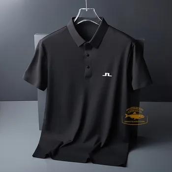 J Lindeberg Camisa de Golfe para os Homens a Moda Casual Manga Curta Verão de Gelo Seda Respirável Polo T-Shirt de Desporto Golf Tops