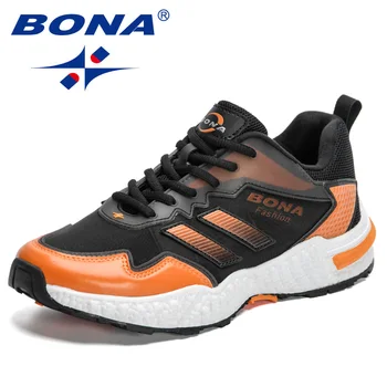 BONA 2023 Novos Designers Estrada Tênis Homens Exterior de Jogging Casuais Sapatos de Homem de Calçados esportivos Respirável Lace-Up Calçado