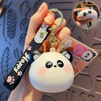 Kawaii Panda Boneca Chaveiro Lento Aumento de Alívio de tensão do Brinquedo se Mexer Stress Bola Anti-Ansiedade e PU Molinho Carro de Brinquedo Saco de Decoração