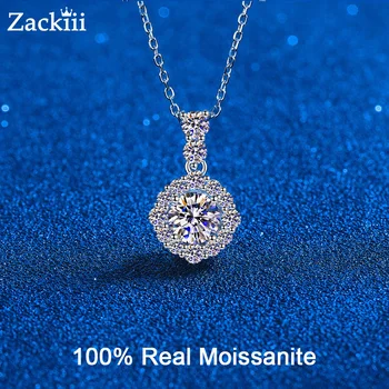 Zackiii D Cor Vvs Certificada De Moissanite Colar De Moda Lab Criou Pingente De Diamante 100% Sólida De Prata Jóias De Casamento