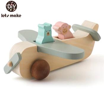 Madeira de Modelo de Avião Montessori de ensino brinquedos Montados Blocos de Construção Bebê Aeronaves Tripuladas Brinquedos de Crianças, Presentes de Aniversário