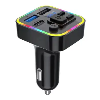 Bluetooth 5.0 Transmissor FM Carro de mãos-livres Gato Kit PD-Tipo C Duplo USB 3.1 UM Carregador Rápido de Carro MP3 Player Modulador de Áudio do Receptor