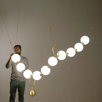 Nordic Branco Bola de Vidro Led luminária para o Salão do Restaurante Criativo Colar Projeto Decro Luminárias com 10 Lâmpadas