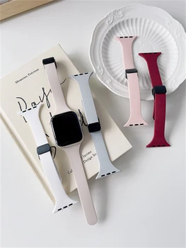 Linda Garota Magnético Fino Pulseira de Silicone Para Apple Relógio Ultra Banda de 41 mm 38 mm e 40 mm 45 Quente Bracelete Para o iWatch Série 8 SE 7 6 5 3