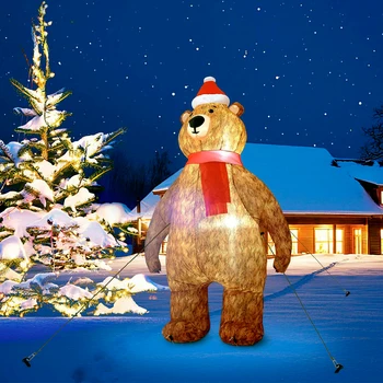 Grande Inflável Urso Marrom de Natal ao ar livre, Decoração com Luzes de LED Explodir Quintal Decoração para o Natal de Férias em Casa de artigos para festas