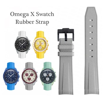 Faixa de relógio Omega X Swatch Conjunta MoonSwatch Correia Seamaster 300 Homens Mulheres 20mm de Borracha de Silicone a Extremidade Curva Bracelete para relógio Seiko