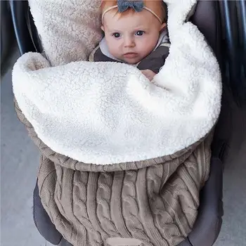 Bebê Dormir Saco De Veludo Quente Soft Portátil Recém-Nascido Dormir Envolve Família Sleepsack Manta Térmica Mais Quente Bege