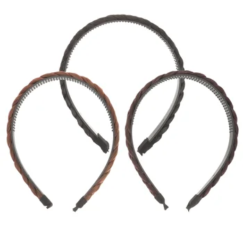 3 de Cabelo Trançado Headband Trançado Laço do Cabelo Cabelo de Trança Headband com o Cabelo Headband de Trança Fishtail Trança Hairband com