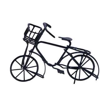 Miniatura De Bicicletas, Mini-Casa De Móveis De Casa De Bonecas De Acessórios De Bicicleta De Metal Decorações De Suprimentos De Presente 1:12 Escala Preto