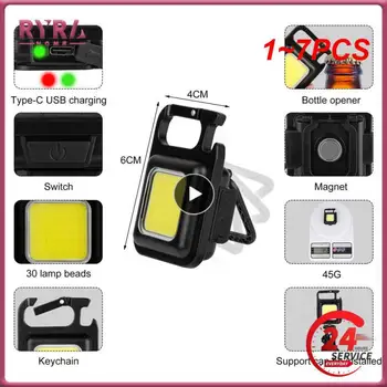 1~7PCS Mini Lanterna elétrica do DIODO emissor de Luz Keychain Multifuncional Portátil COB Acampamento Lanternas de Carregamento USB Luzes de Trabalho de pesca