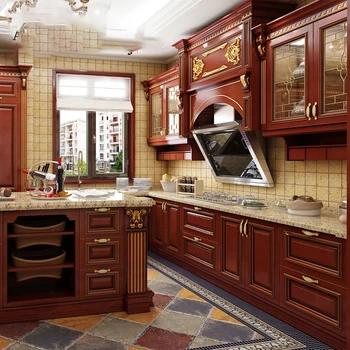 Personalizado armários de madeira maciça, estilo Americano, estilo Europeu, de estilo francês, Chinês novo estilo de decoração cozinha, casa toda