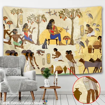 Amarelo Antigo Egito Tapeçaria Pendurada Na Parede Antiga Cultura Impressa Hippie Egípcio, Tapeçarias De Parede, Pano De Decoração Vintage Tapeçaria