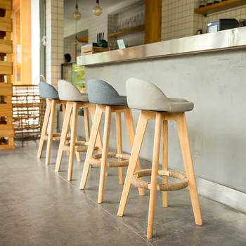 Madeira maciça bar de estilo retro cadeira moderna e minimalista, chá, leite, loja de alta cadeira de fezes família rotação de criativos de alta cadeira de bar