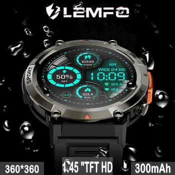 LEMFO S100 T Smart Watch GPS de Esportes Smartwatch Homens de Chamada Bluetooth 1.45 HD 360*360 Com Função Lanterna 300mAh Bateria Relógios