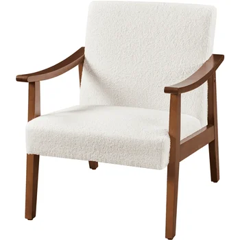 Alden Design de Couro Falso Sotaque Cadeira com Braços de Madeira, Luz-Marrom