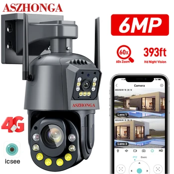4G Cartão Sim PTZ IP Câmera Dupla Len 60X Zoom Exterior Detecção Humana sem Fio do CCTV Câmera de Segurança de 2 Vias de Áudio