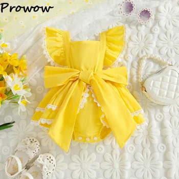 Prowow 6-24M Menina Vestidos de Princesa de Volta Bowknot Laço Bodysuit Para recém-nascidos Infantil Bebê Meninas Aniversário de Roupas