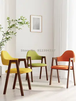 Nordic cadeira de casa moderna e simples de jantar fezes encosto tecido hotel de café, ferro de arte Uma palavra cadeira hotel