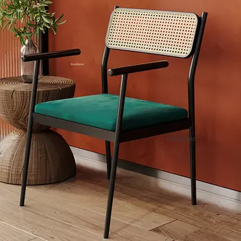 Moderno Ferro Forjado Cadeiras de Jantar para Móveis de Cozinha, A Cadeira de Jantar de Personalidade Encosto de Vime Cadeiras de Jantar em Restaurante