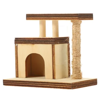 Mini Gato De Casa De Árvore De Acessórios Do Modelo Em Miniatura De Móveis De Madeira Adorno