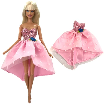 NK 1 Pcs Boneca cor-de-Rosa Vestido de Renda Modelo de Moda Festa Saia Diário Boneca de Roupas para a Boneca Barbie Acessórios Brinquedo DZ