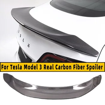 Para 2020 2021 2022 Tesla Model 3 Tronco Real De Fibra De Carbono Tampa Aileron Da Asa Do Carro De Traseira Lábio Body Kit Vorsteiner Fin Acessórios