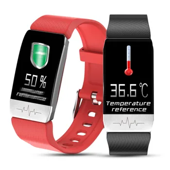T1 Inteligente Pulseira para Medir a Temperatura Corporal IP67 Impermeável Esportes Bluetooth frequência Cardíaca de Moda Smartwatch para Android IOS