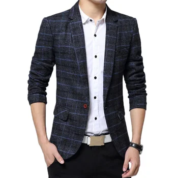 Blazer homens de ajuste fino paletó marca traje homme mens lattice Formal jaqueta de design de moda casual, vestido xadrez terno casacos