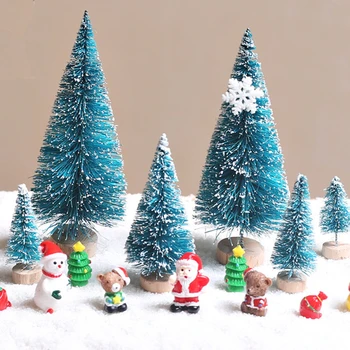 12pcs Mini-Árvore de Natal Pinheiro Pequeno Árvore de Tamanho Diferente, Feliz Natal Decorações para Mesa de Casa Decoração 2024 Ano Novo, Presentes