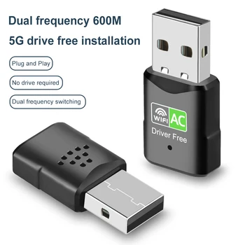 600M de WiFi USB Adaptador Dongle Plug and Play 2.4 GHz e 5.8 GHz Placa de Rede sem Fio Compatível com Windows Vista/XP/Win7/8/10/11