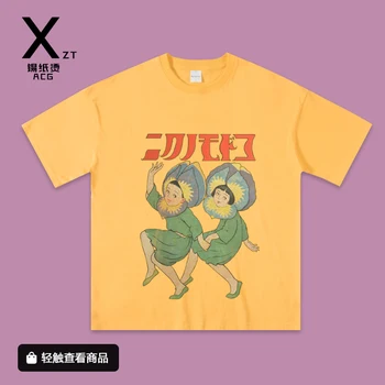 Japonesa antiga escola de moda retrô marca de manga curta T-shirt das mulheres de ombro hip-hop solto
