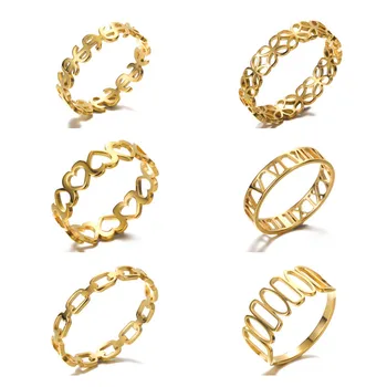 Versão coreana simples anel oco forma de coração geometria numerais Romanos moda temperamento par de jóias Anillo