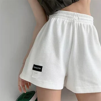 2023 Mulheres de Shorts de Verão Cintura Alta Esportes Shorts Soltos Fundos Feminino Casual Elástico Hot Pants Cor Sólida Homewear Novo