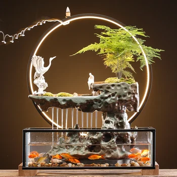 Novo estilo Chinês de água, tornando o dinheiro criativo tanque de peixes fonte escritório sala de estar, área de trabalho de decoração, enfeites de abertura de presentes
