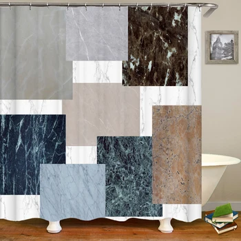 Simples padrões geométricos impressão de banho cortina de chuveiro do poliéster impermeável casa de banho casa de cortina decorativa com gancho