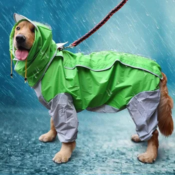 Cão Capa de chuva Impermeável Cão Macacão Ponto de Chuva Cabo Para Médias e Grandes Cães de Casaco com Capuz animal de Estimação Casaco de Chuva chubasquero para perrors