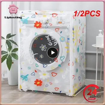 1/2PCS Floral Transparente de Carga/Máquina de Lavar roupa de Carregamento Frontal Tampa para Tambor de Máquina de Lavar roupa Impermeável, Protetor solar Capa