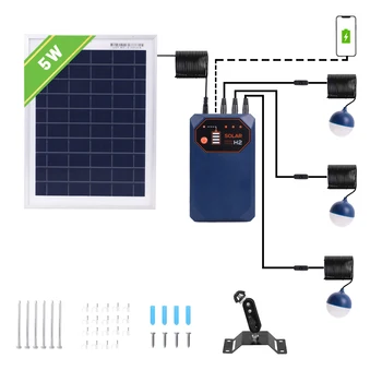 10W Controlador de Carga Solar Exterior de Alimentação Mini Painel Solar Kit de Carregamento da Bateria, Sistema de Iluminação LED Com 3 Mudar as Lâmpadas de LED