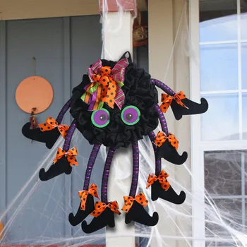 1PC Multi-patas de Aranha Halloween Coroa Bowknot Garland Festa Porta da Frente Decoração Adequado para Casas mal-Assombradas