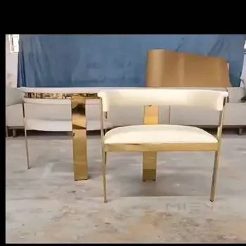 Moderno Nórdicos simples luz de luxo aço inoxidável três pernas de cadeira de jantar de costas curvadas poltrona de couro