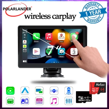 Portátil Sem Fio Bluetooth5.0 Carro Display Touch Multimídia com Tela de 7