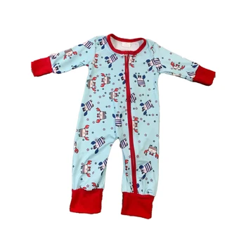 As meninas Meninos Outono Inverno de manga comprida, uma peça de pijama Bonito caranguejo de impressão onesie Crianças algodão onesie Crianças blusa de pijama
