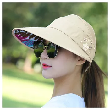 Senhoras Chapéu de Sol de Verão de Moda Nova-Sol Dobrável Anti-ultravioleta Chapéu Disquete Exterior, Praia Hat