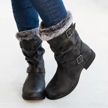 Botas de inverno para Mulheres 2023 Novas Peles Longa Plataforma Botas de Neve de Algodão Quente Casais Sapatos de Pelúcia Mulher Ankle Boots
