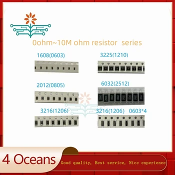 100pcs 1210 1% 0R-10M ohm resistor de chip 3225 3.2 mm*2.5 mm 0,5 W smd espessura de filme de resistência 100ppm CRCW1210 1210W2F RC1210FR