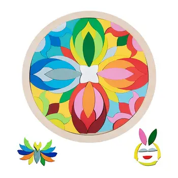 Puzzles De Madeira Para As Crianças Do Arco-Íris Quebra-Cabeças Montessori Brinquedo Tangram Colorido Empilhamento De Blocos De Classe Da Escola Prémios De Presentes Para Crianças